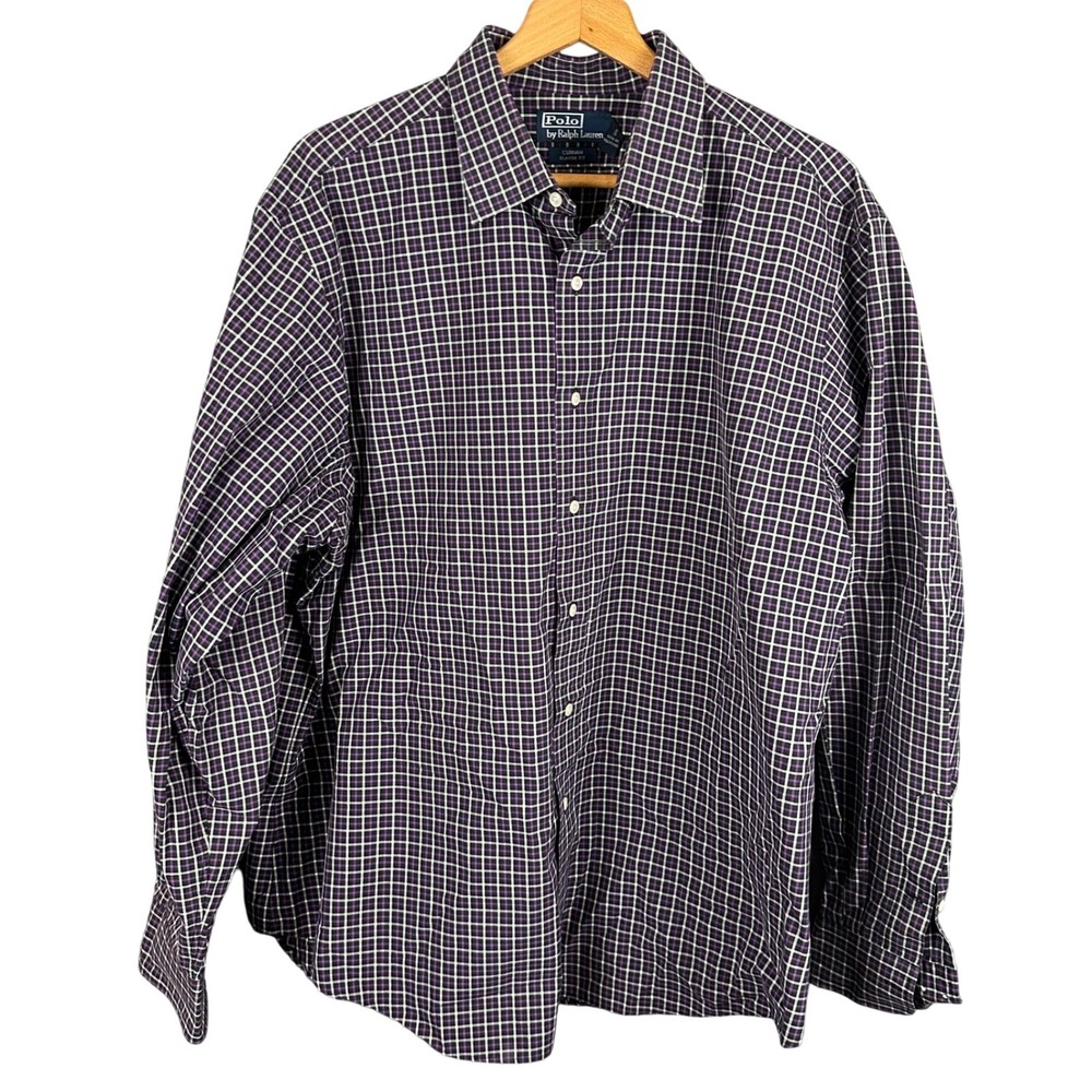 Polo Ralph Lauren Curham Classic Fit Shirt Mens XL Purple Check Button Down
